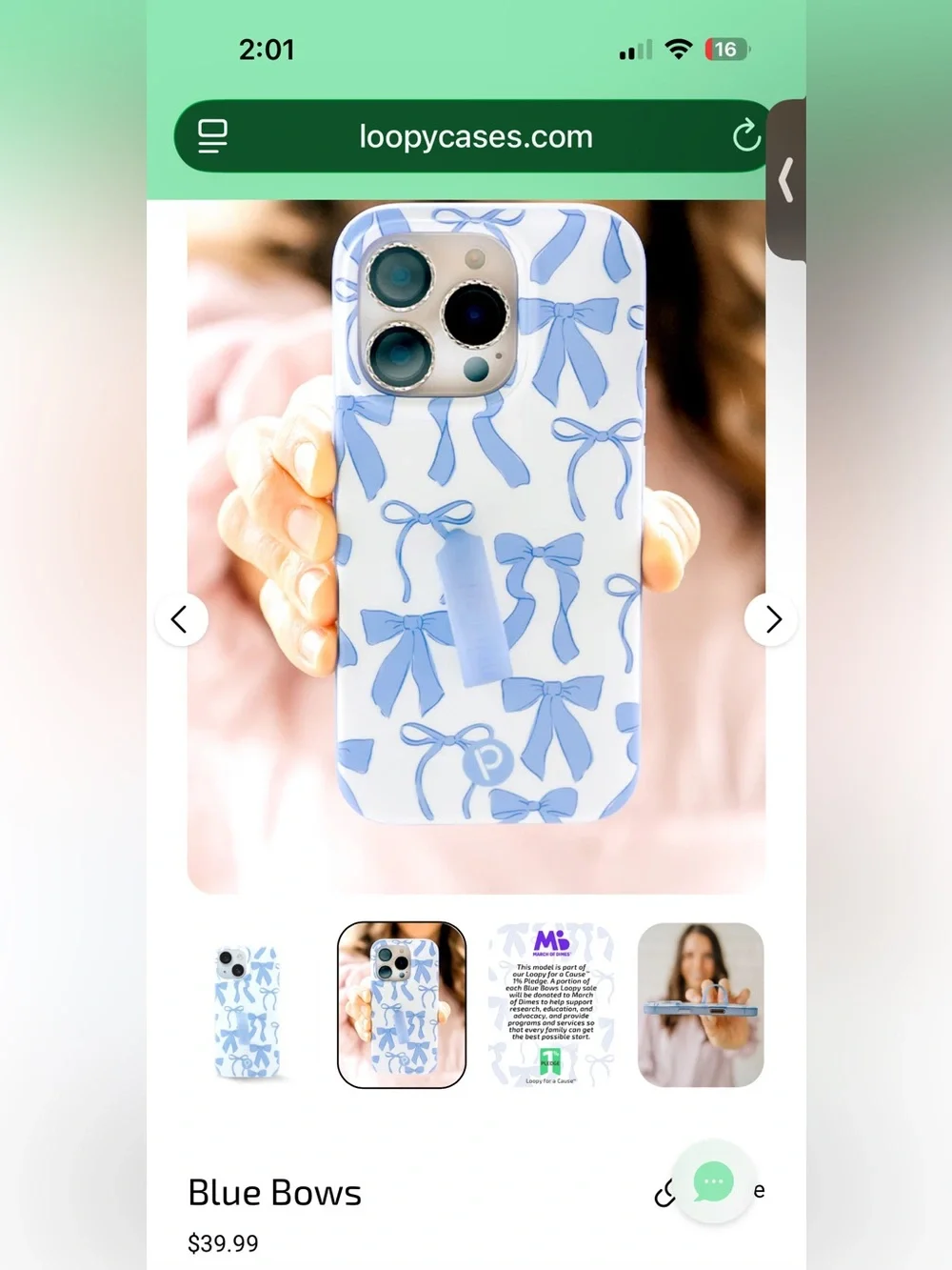 Loopy Case Light Blue Bow for IPhone 15.
